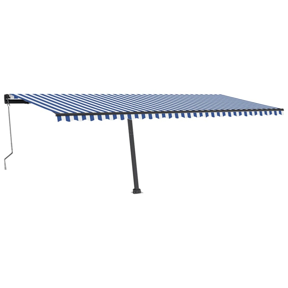 Copertină autonomă retractabilă automat albastru&alb 600x350 cm - 1 | YEO