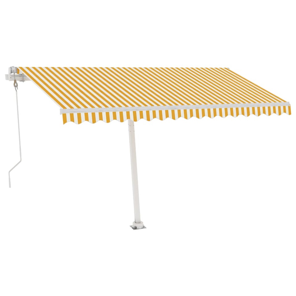 Copertină autonomă retractabilă automat galben&alb, 400x300 cm - 1 | YEO