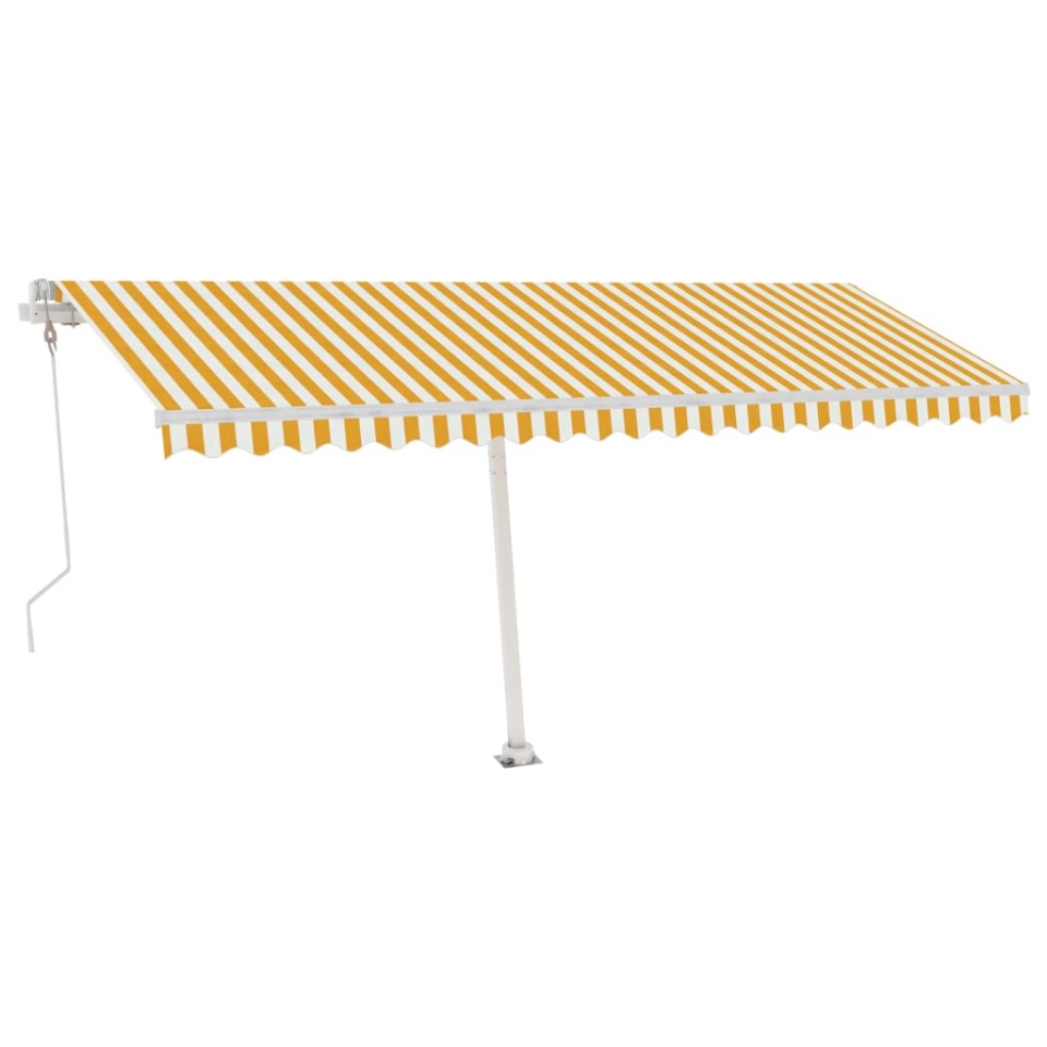 Copertină autonomă retractabilă automat galben&alb 500x350 cm - 1 | YEO