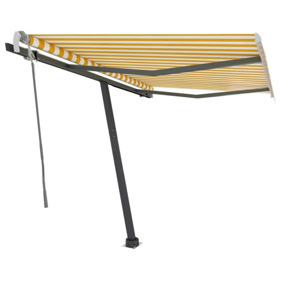 Copertină autonomă retractabilă manual, galben&alb, 350x250 cm - 1 | YEO