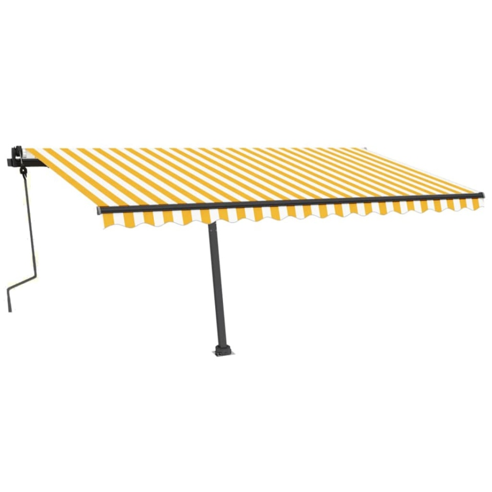 Copertină autonomă retractabilă manual, galben/alb, 450x350 cm - 2 | YEO