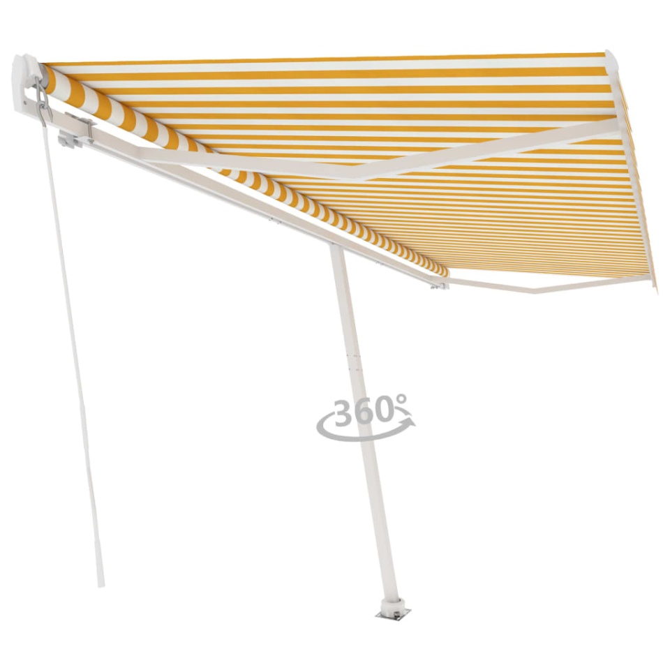 Copertină autonomă retractabilă manual, galben/alb, 500x300 cm - 2 | YEO