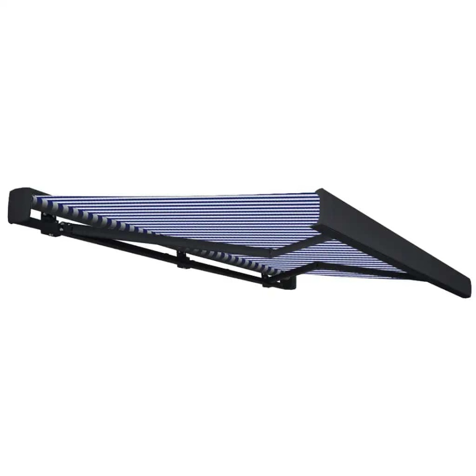 Copertină motorizată tip casetă, albastru și alb, 400 x 300 cm - 2 | YEO