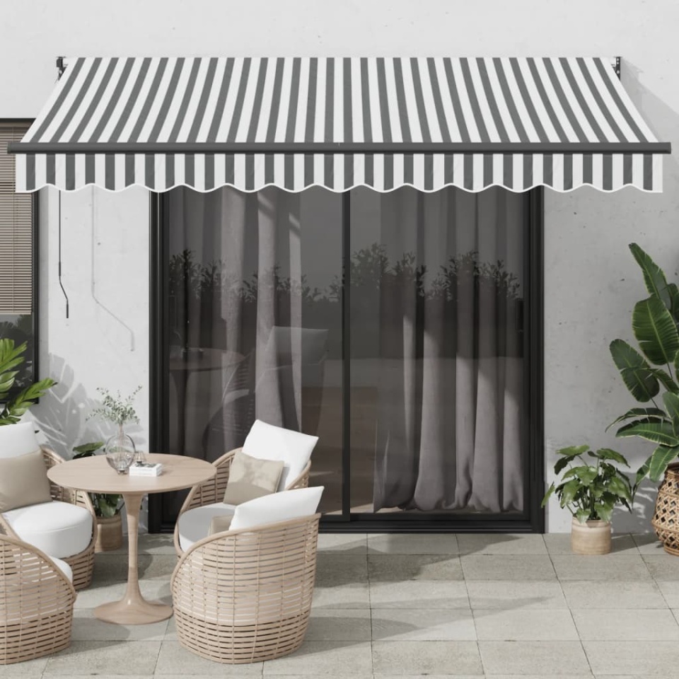 Copertină retractabilă antracit/alb, 3,5x2,5 m, textil/aluminiu