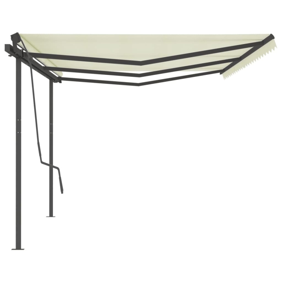 Copertină retractabilă automat, cu stâlpi, crem, 6x3,5 m - 3 | YEO