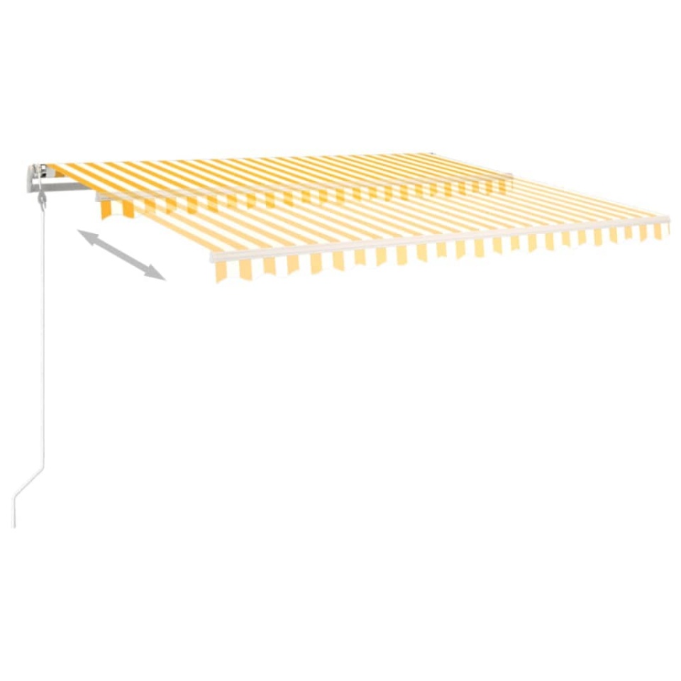 Copertină retractabilă automat, galben și alb, 450x350 cm - 2 | YEO
