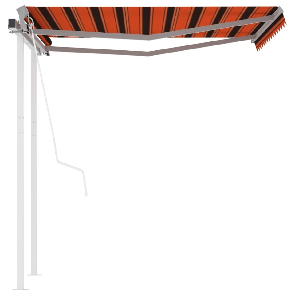Copertină retractabilă automat stâlpi portocaliu/maro 3,5x2,5 m - 1 | YEO