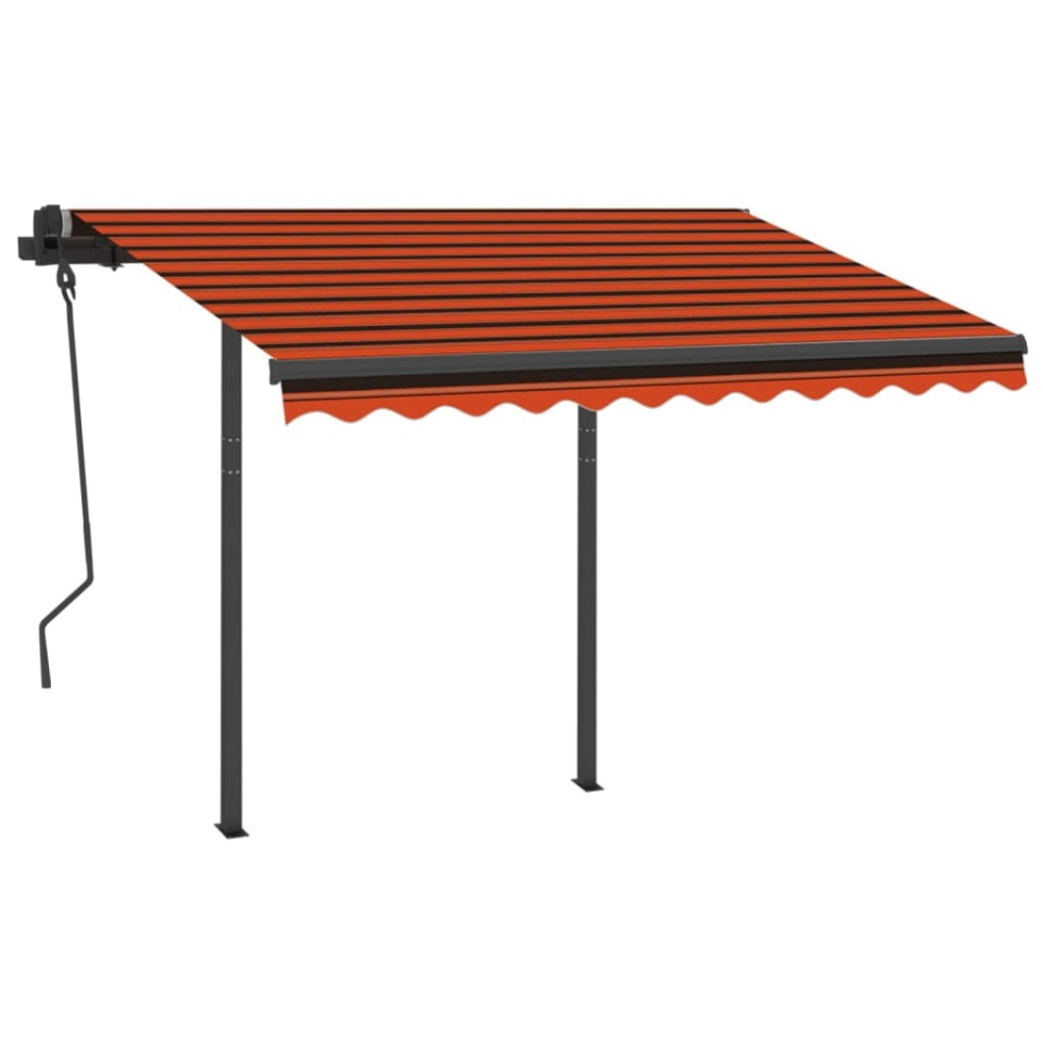 Copertină retractabilă automat, stâlpi, portocaliu&maro 3x2,5 m - 2 | YEO