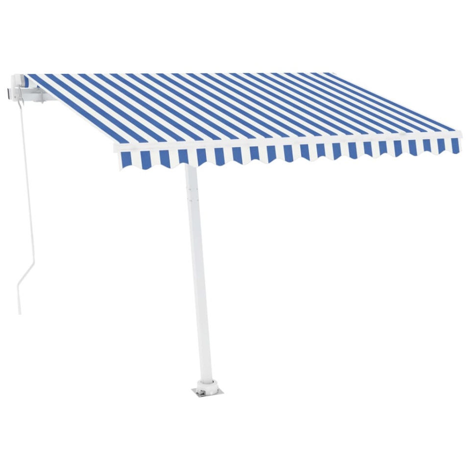 Copertină retractabilă manual cu LED albastru și alb 300x250 cm - 1 | YEO