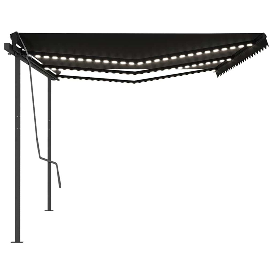 Copertină retractabilă manual cu LED, antracit, 6x3 m - 1 | YEO