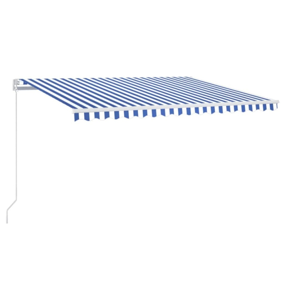 Copertină retractabilă manual LED, albastru și alb, 400x300 cm - 1 | YEO