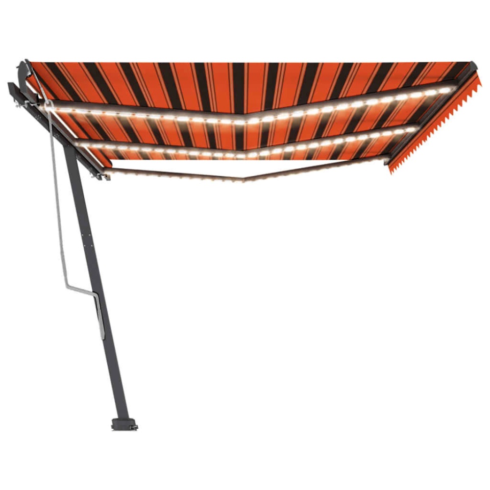 Copertină retractabilă manual LED, portocaliu/maro, 600x300 cm - 3 | YEO