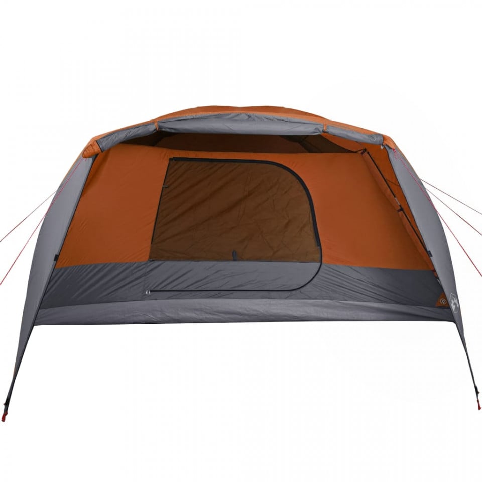 Cort camping 4 persoane gri/portocaliu 350x280x155cm tafta 190T