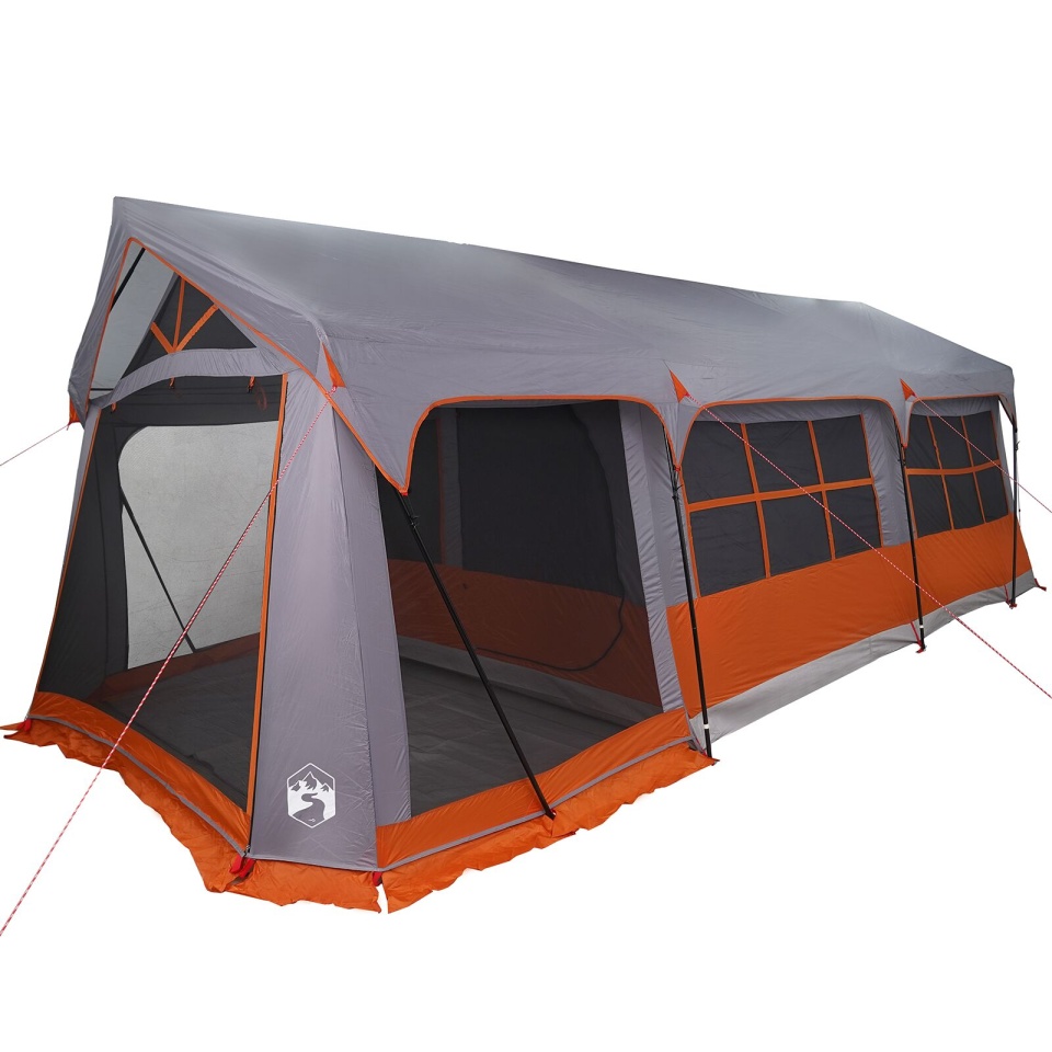 Cort Camping cu Feronerie Gri și Portocalie pentru 10 Persoane, Impermeabil - 1 | YEO