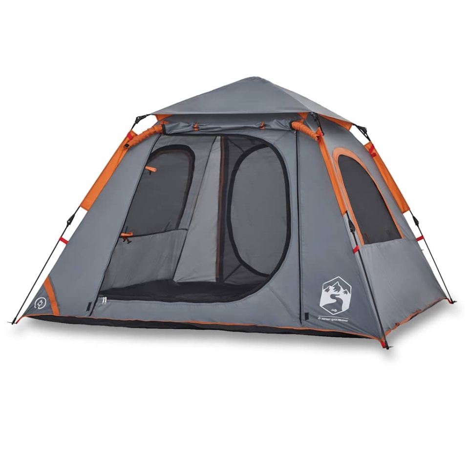 Cort camping cupolă 4 persoane, gri/portocaliu, setare rapidă - 1 | YEO