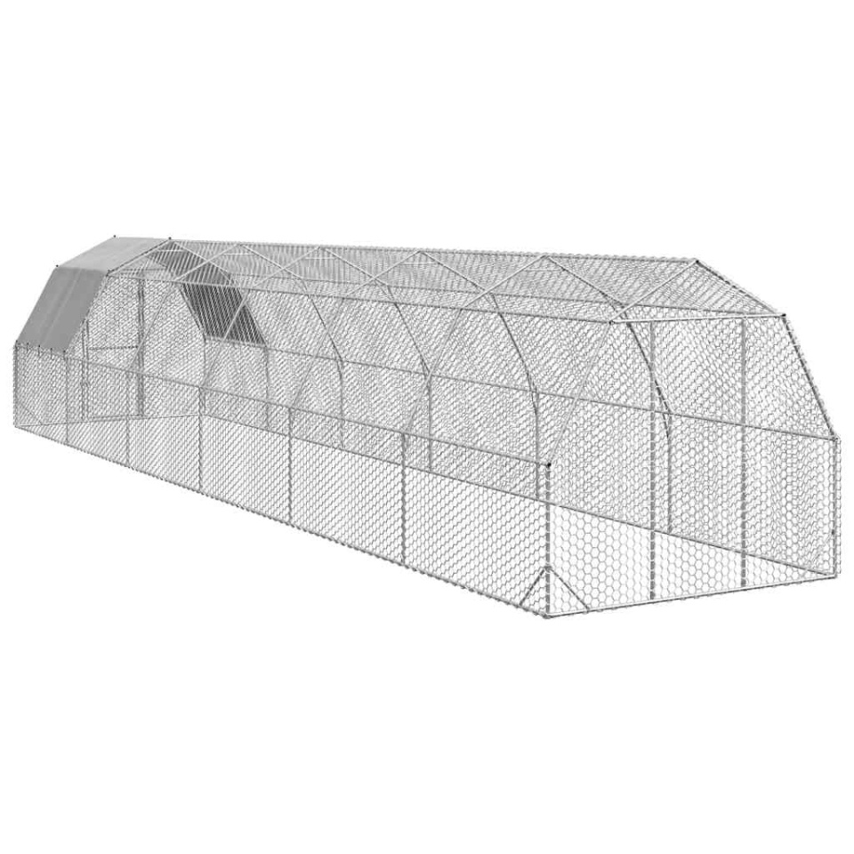 Coteț de găini cu acoperiș 2,5x12x2,25 m oțel galvanizat