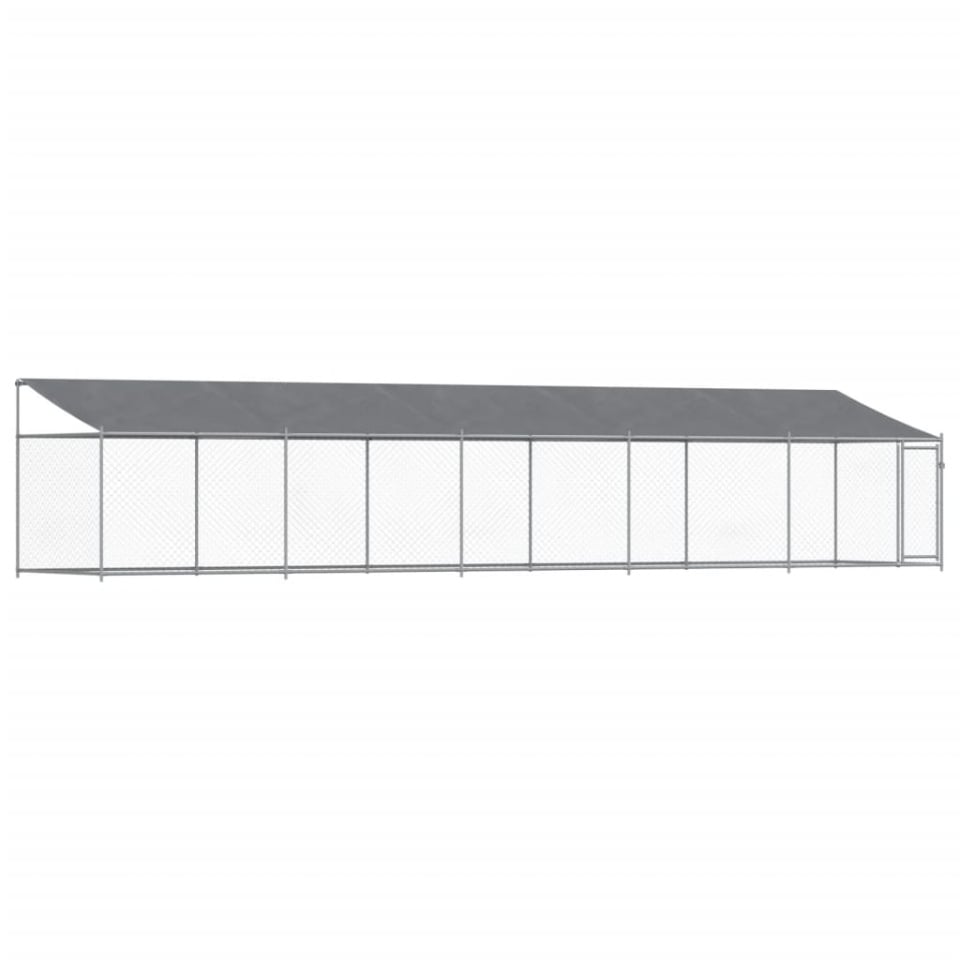 Cușcă câini cu acoperiș și ușă, gri, 10x2x2 m, oțel galvanizat - 1 | YEO