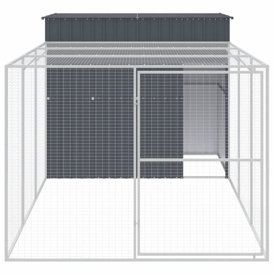Cușcă de câine cu țarc antracit 214x457x181 cm oțel galvanizat - 2 | YEO