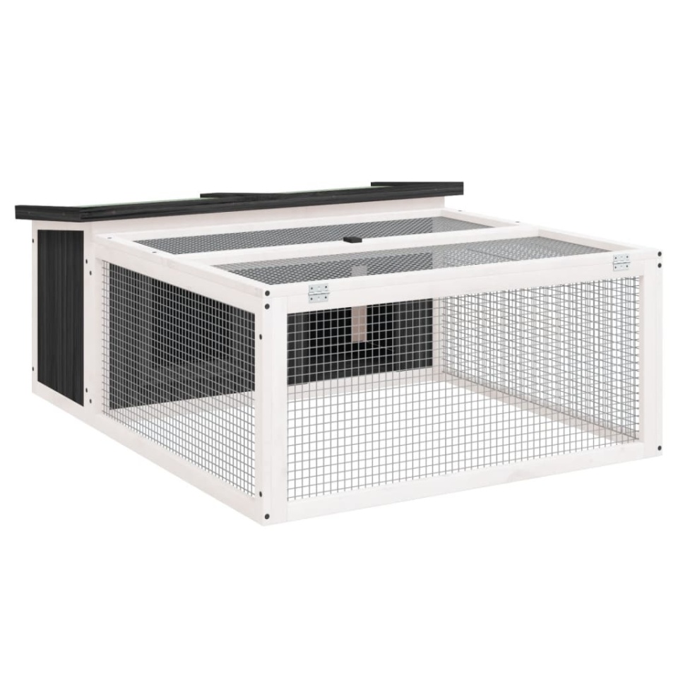 Cușcă pentru iepuri, gri, 117,5x97x47,5 cm, lemn masiv de pin - 1 | YEO