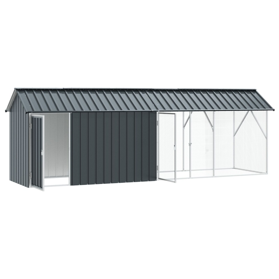 Cușcă pentru Păsări cu Extensie Anthracite 112x442x141 cm Oțel - 3 | YEO