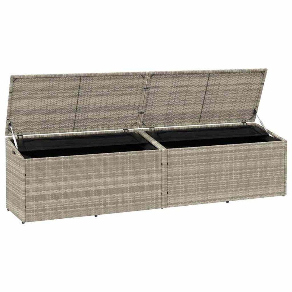 Cutie de depozitare grădină gri deschis 220x50x58 cm Poly Ratan - 3 | YEO