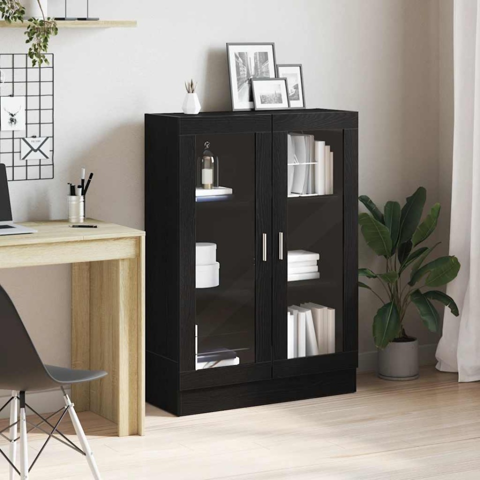 Dulap cu carti stejar negru 82,5x30,5x115 cm lemn prelucrat