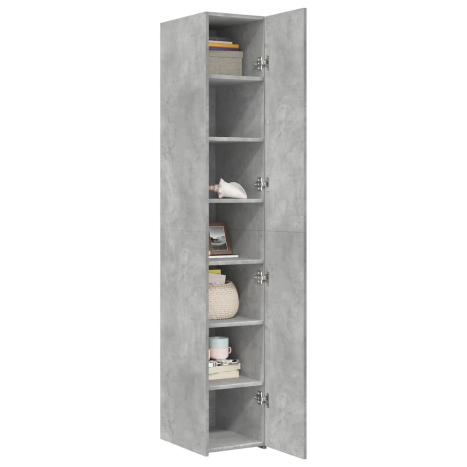 Dulap înalt, gri beton, 30x42,5x185 cm, lemn prelucrat - 2 | YEO