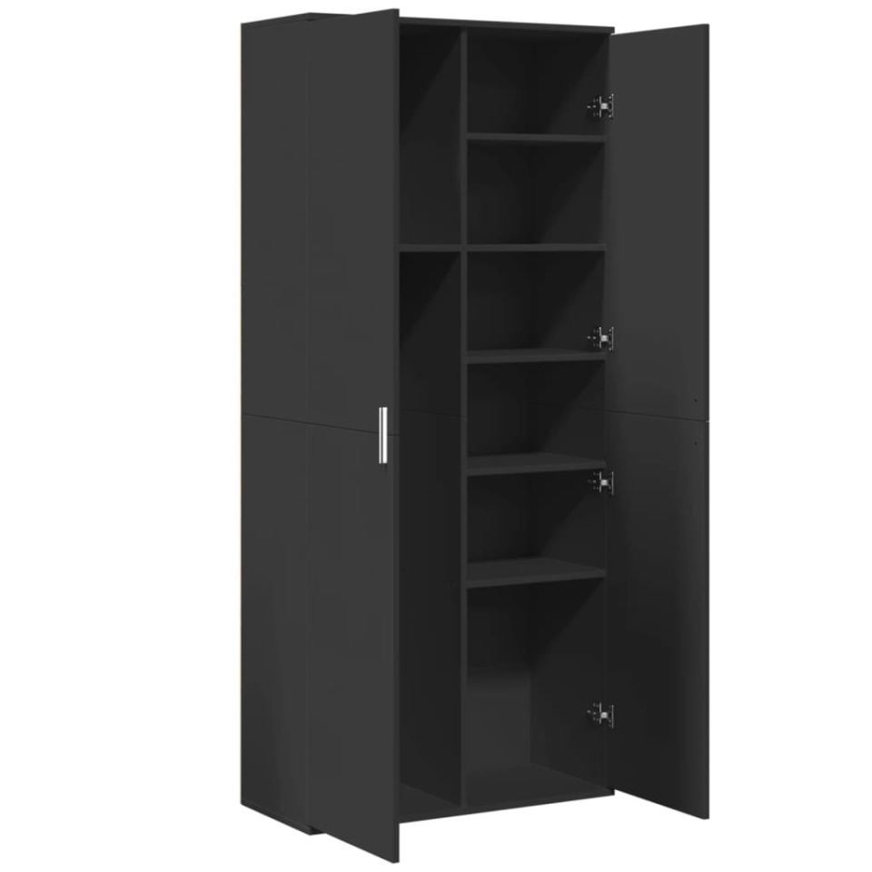 Dulap înalt, negru, 80x35x180 cm, lemn prelucrat - 4 | YEO