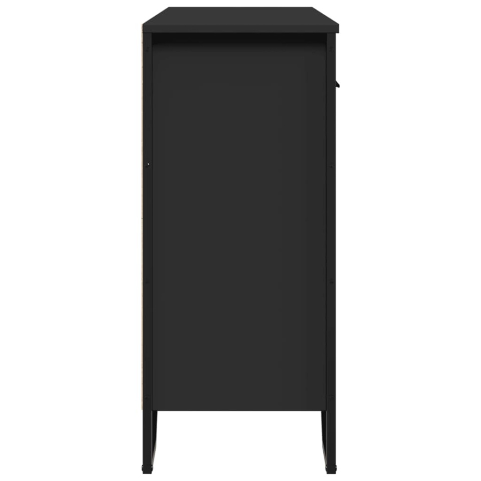 Dulap, negru, 97x32,5x74,5 cm, lemn prelucrat - 4 | YEO