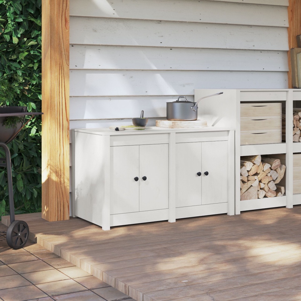 Dulap pentru bucătărie de exterior Alb 106x55x64 cm Lemn de pin solid - 2 | YEO
