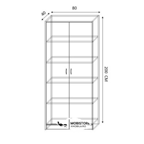 Dulap Sonoma cu Alb in 2 Usi si 4 Polite de Depozitare, 200X80x40 cm, din Pal de 18 mm - 2 | YEO