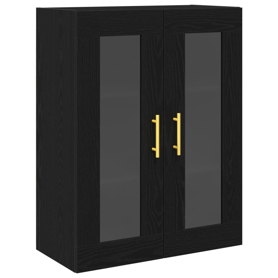 Dulap suspendat cu uși din sticlă Stejar negru 69,5x34x90 cm - 1 | YEO