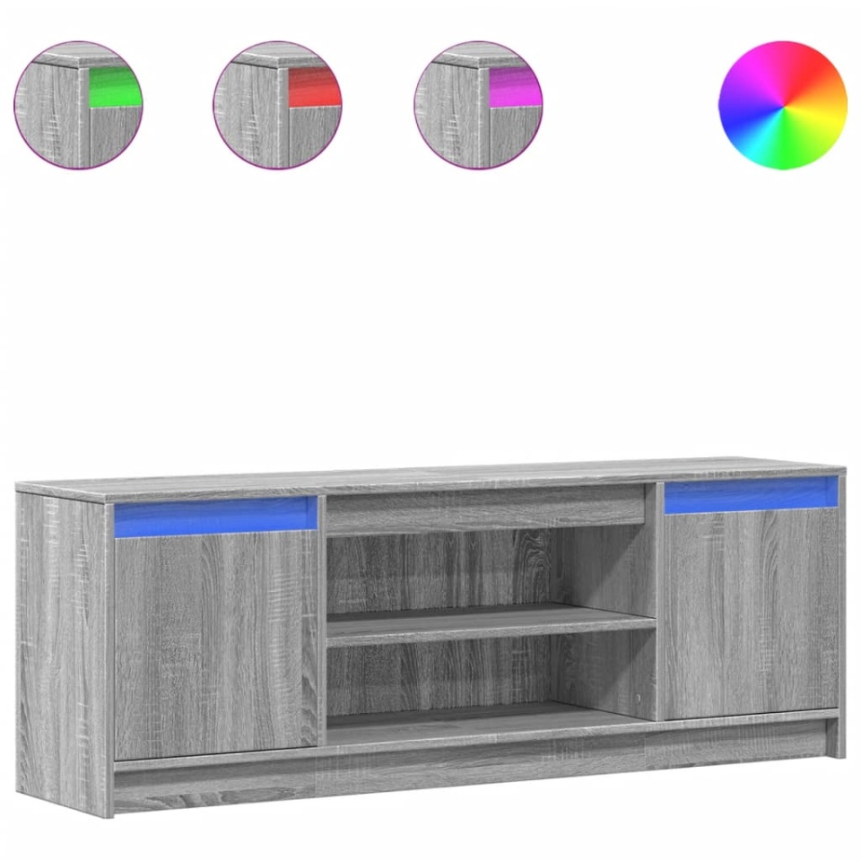 Dulap TV cu LED, gri sonoma, 139,5x34x50 cm, lemn prelucrat - 1 | YEO