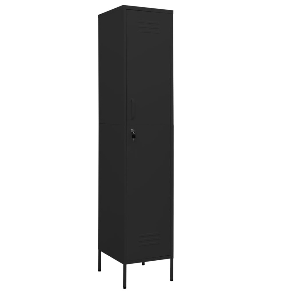 Dulap vestiar, negru, 35x46x180 cm, oțel - 1 | YEO