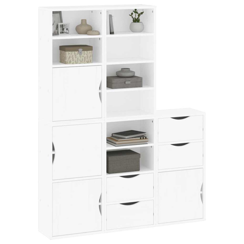Dulapuri laterale 5 buc ODDA alb 40x24x79 cm lemn masiv de pin - 3 | YEO