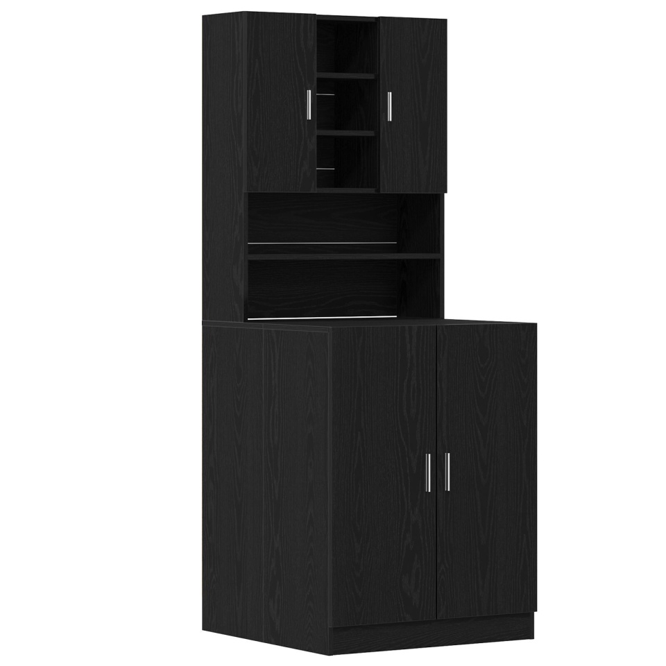 Dulapuri pentru Mașini de Spălat 2 piese Stejar Negru 70.5x71.5x181.5 cm Lemn Ingineresc, Dulap pentru Mașini de Spălat - Stejar Negru - 70.5x71.5x91.5 cm - Fabricat din Lemn Ingineresc - 1 | YEO