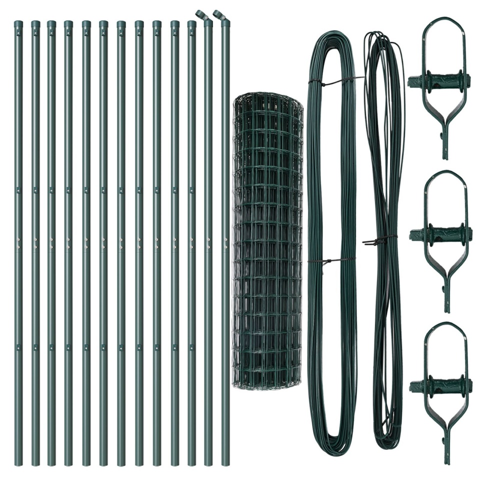 Euro Fence cu 13 Stâlpi 1.2x25 m Oțel Galvanizat Verde - 1 | YEO