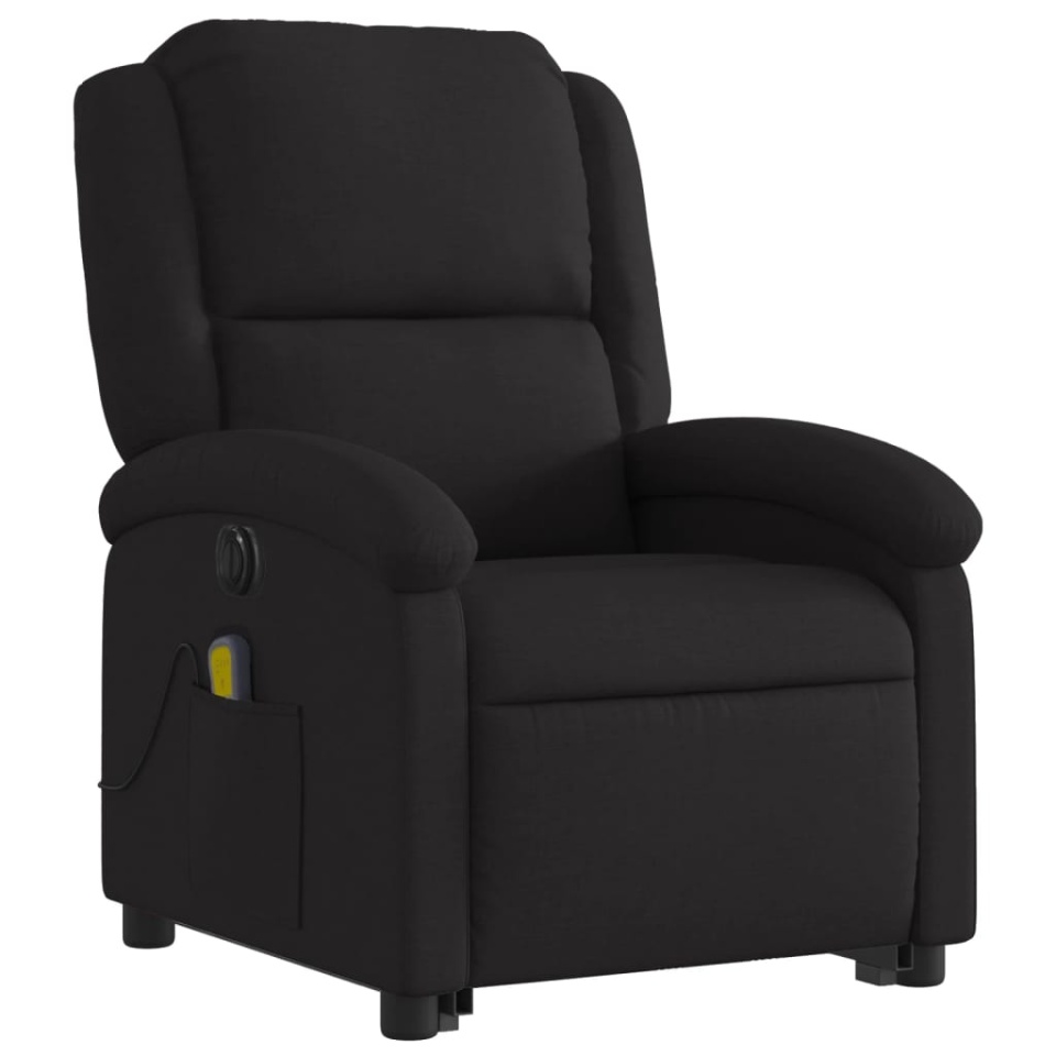 Fotoliu electric de masaj rabatabil cu ridicare, negru, textil - 3 | YEO