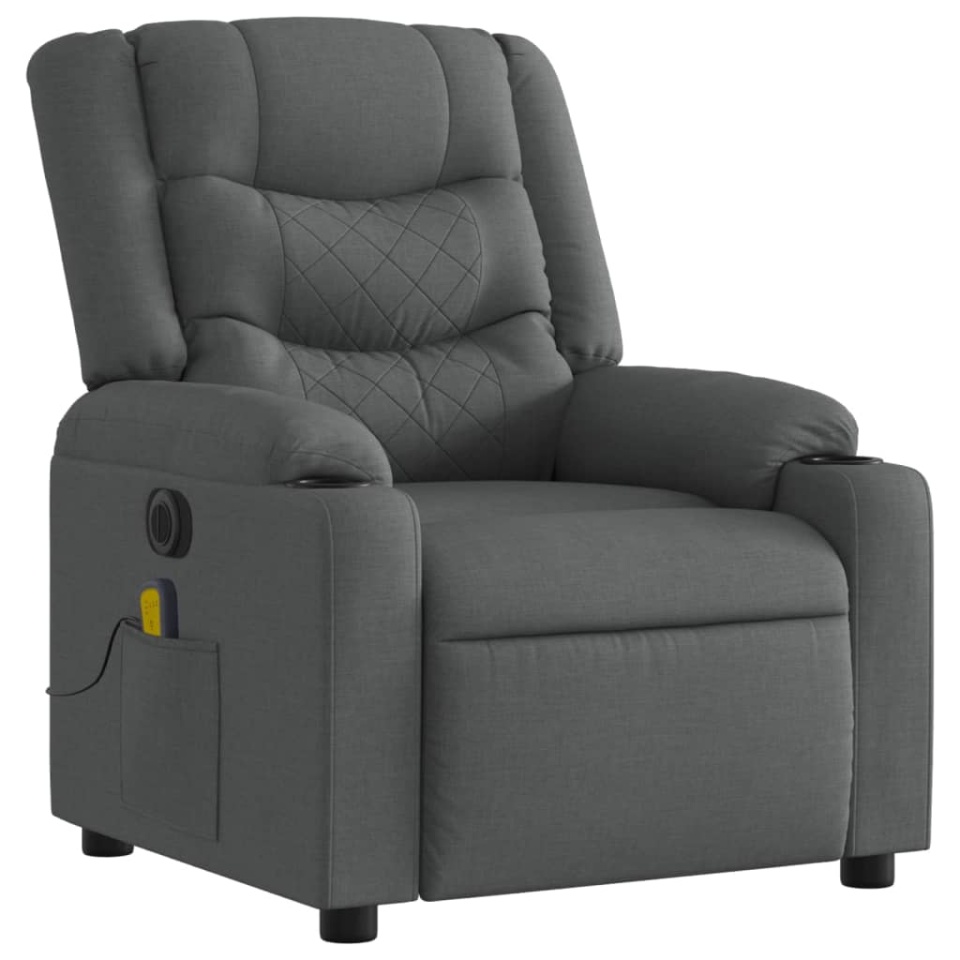 Fotoliu electric de masaj rabatabil, gri închis, textil - 3 | YEO
