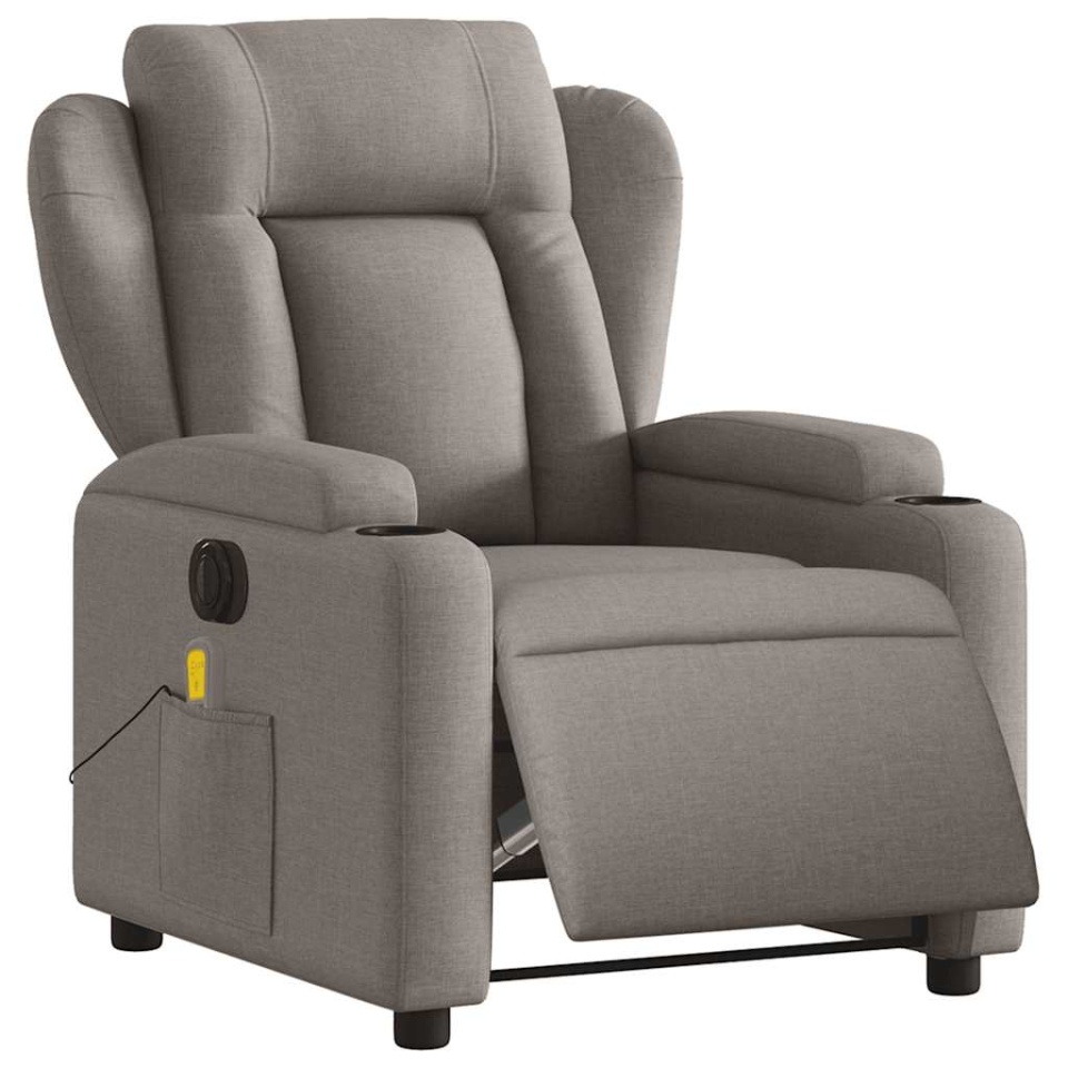 Fotoliu electric de masaj rabatabil, gri taupe, textil - 2 | YEO