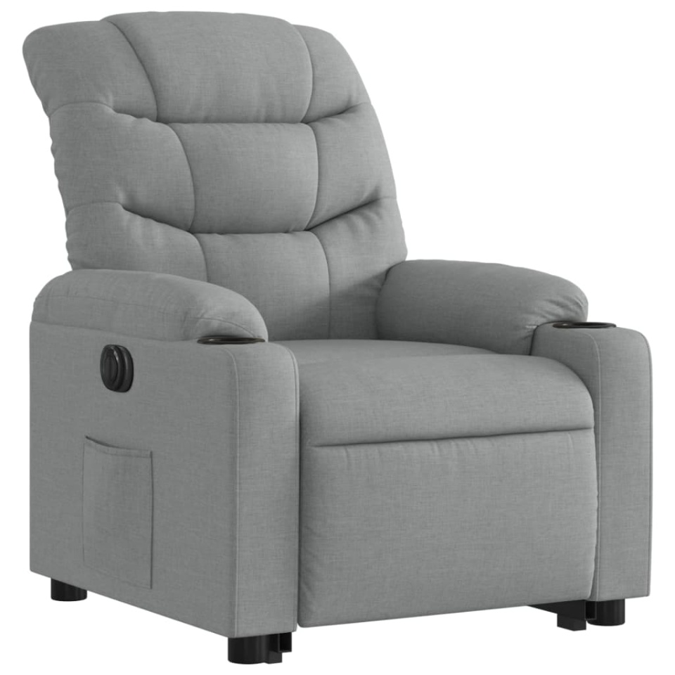 Fotoliu electric rabatabil cu ridicare, gri deschis, textil - 3 | YEO