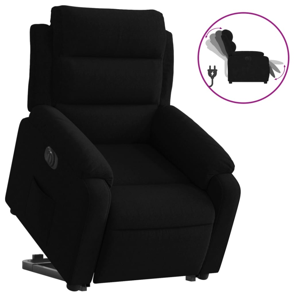 Fotoliu electric rabatabil cu ridicare, negru, catifea - 1 | YEO