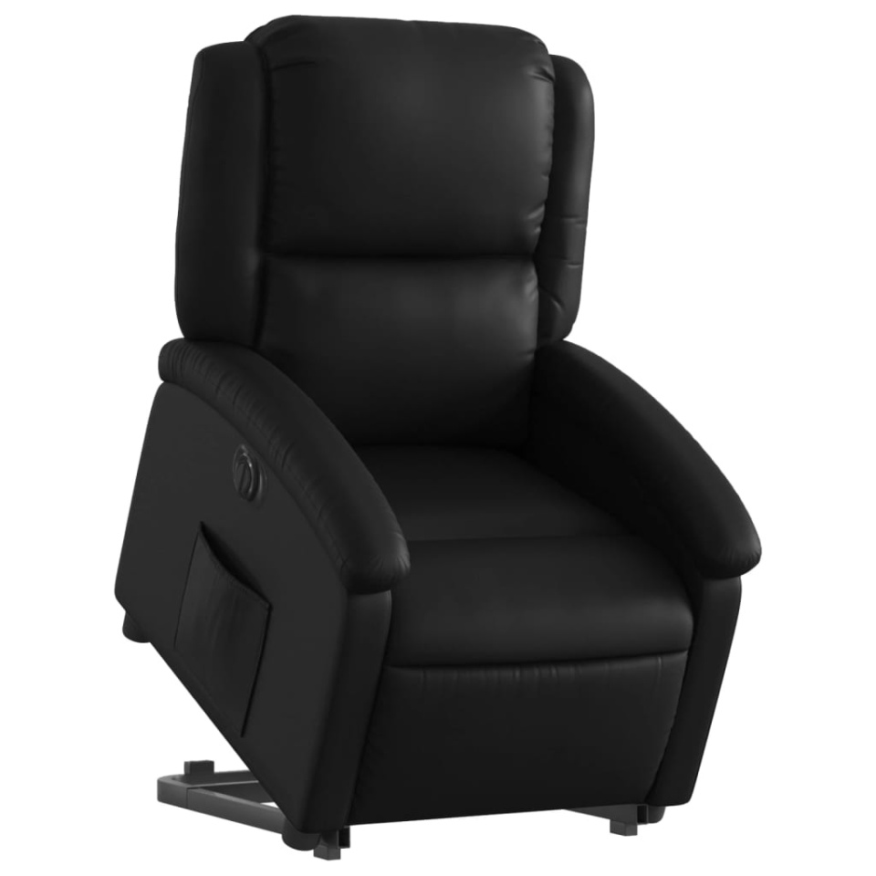 Fotoliu rabatabil electric cu ridicare, negru, piele ecologică - 2 | YEO