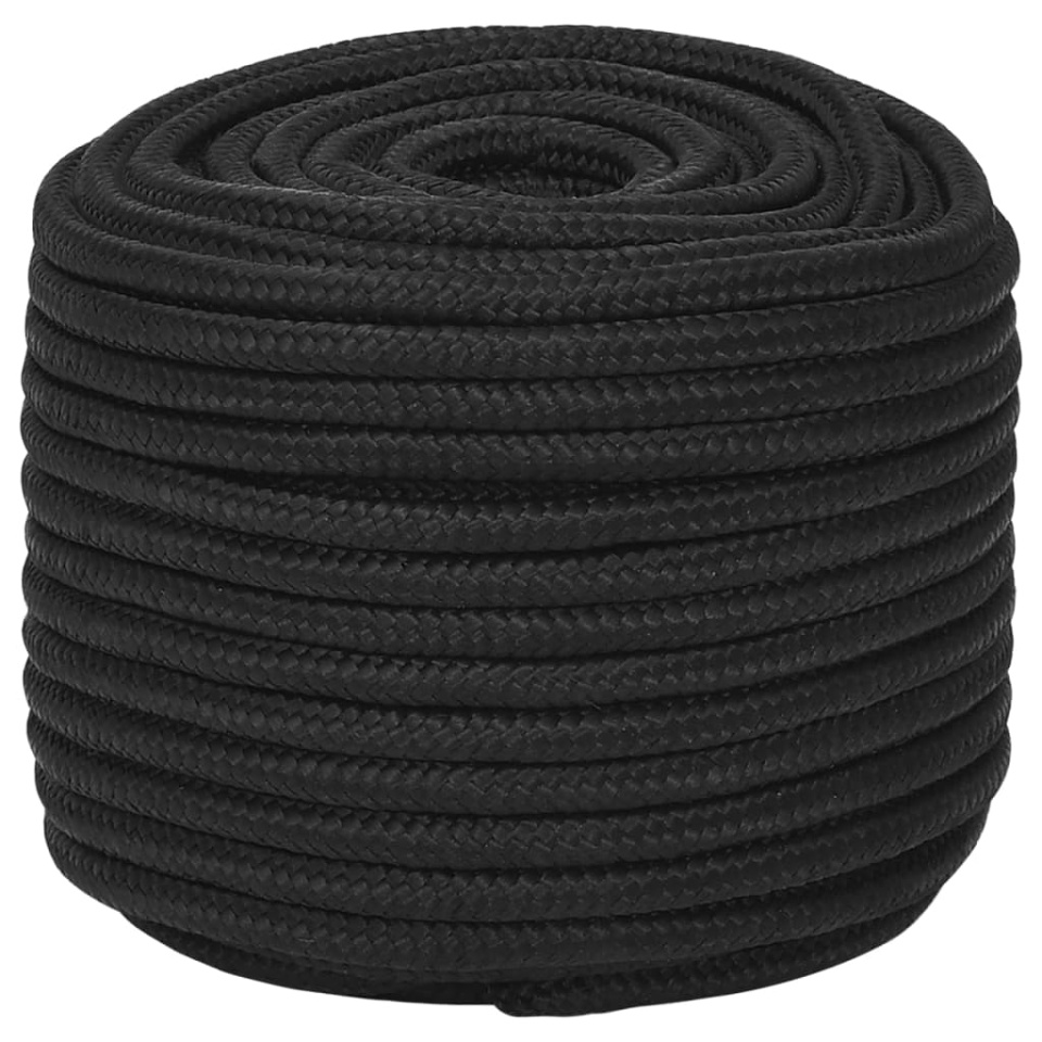 Frânghie de barcă, negru complet, 12 mm, 250 m, polipropilenă - 1 | YEO