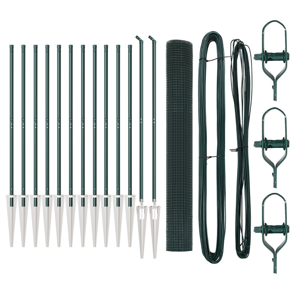 Gard cu fir sudat cu 13 stâlpi cu vârfuri Verde 1.4x25 m Oțel - 1 | YEO