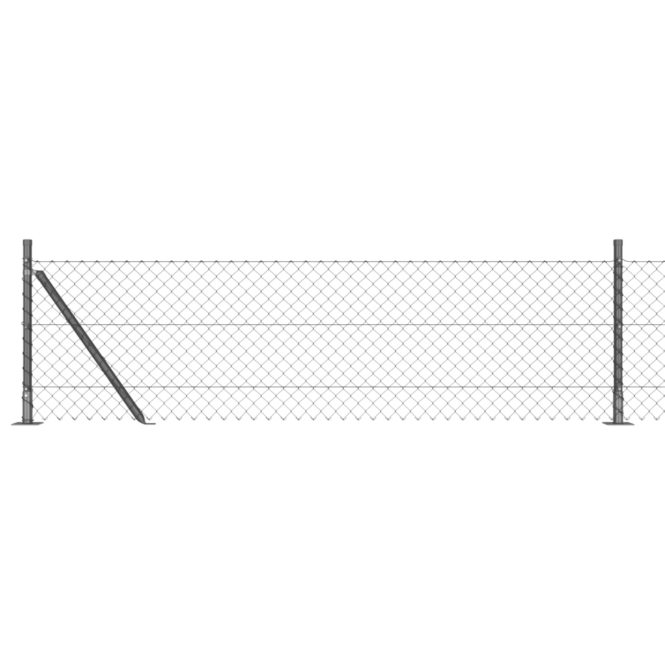 Gard cu lanț cu 13 stâlpi flanșați 0.6x25 m Oțel galvanizat - 1 | YEO