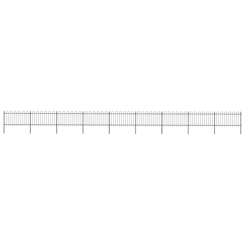 Gard de grădină cu vârf curbat, negru, 15,3 x 1 m, oțel