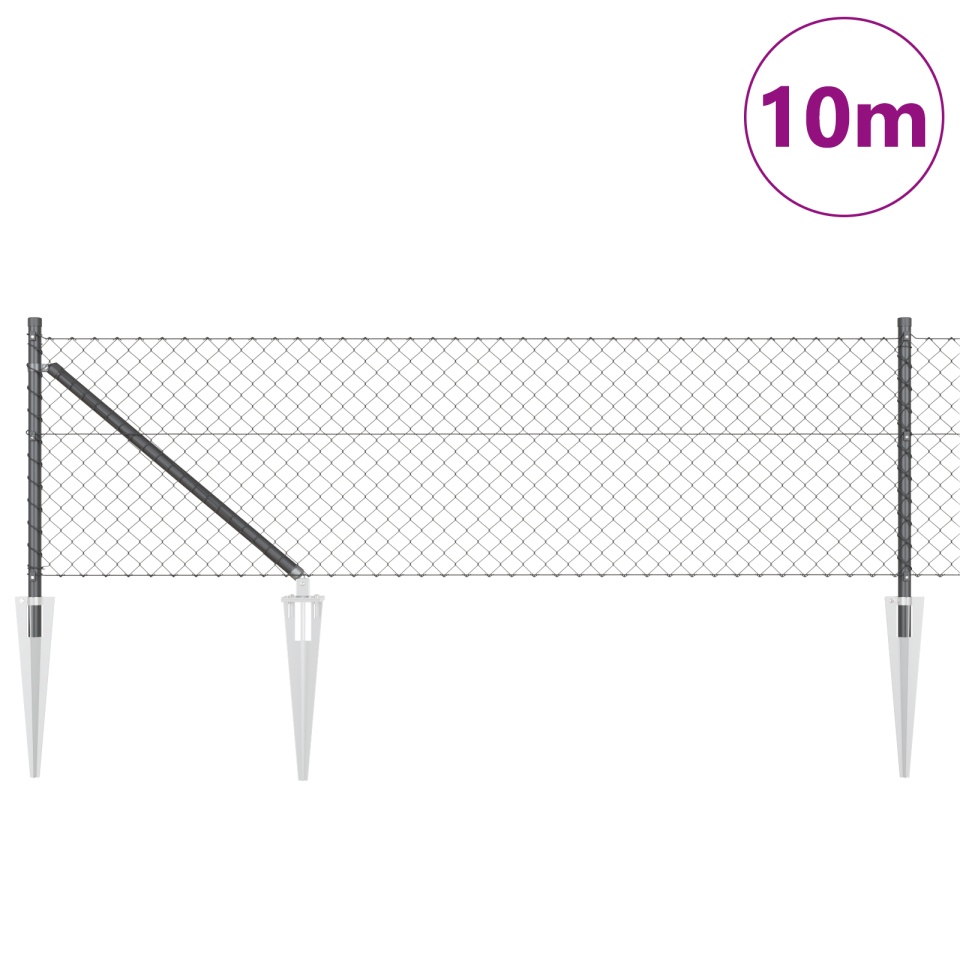 Gard de plasă cu 7 posturi cu vârf 0.6x10 m Oțel galvanizat - 2 | YEO