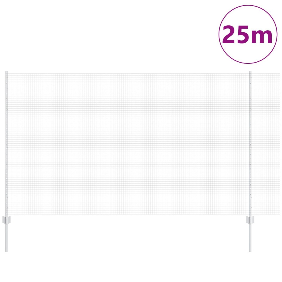 Gard de Sârmă Sudat cu 22 U Posturi Argintii 1.4x25 m Oțel