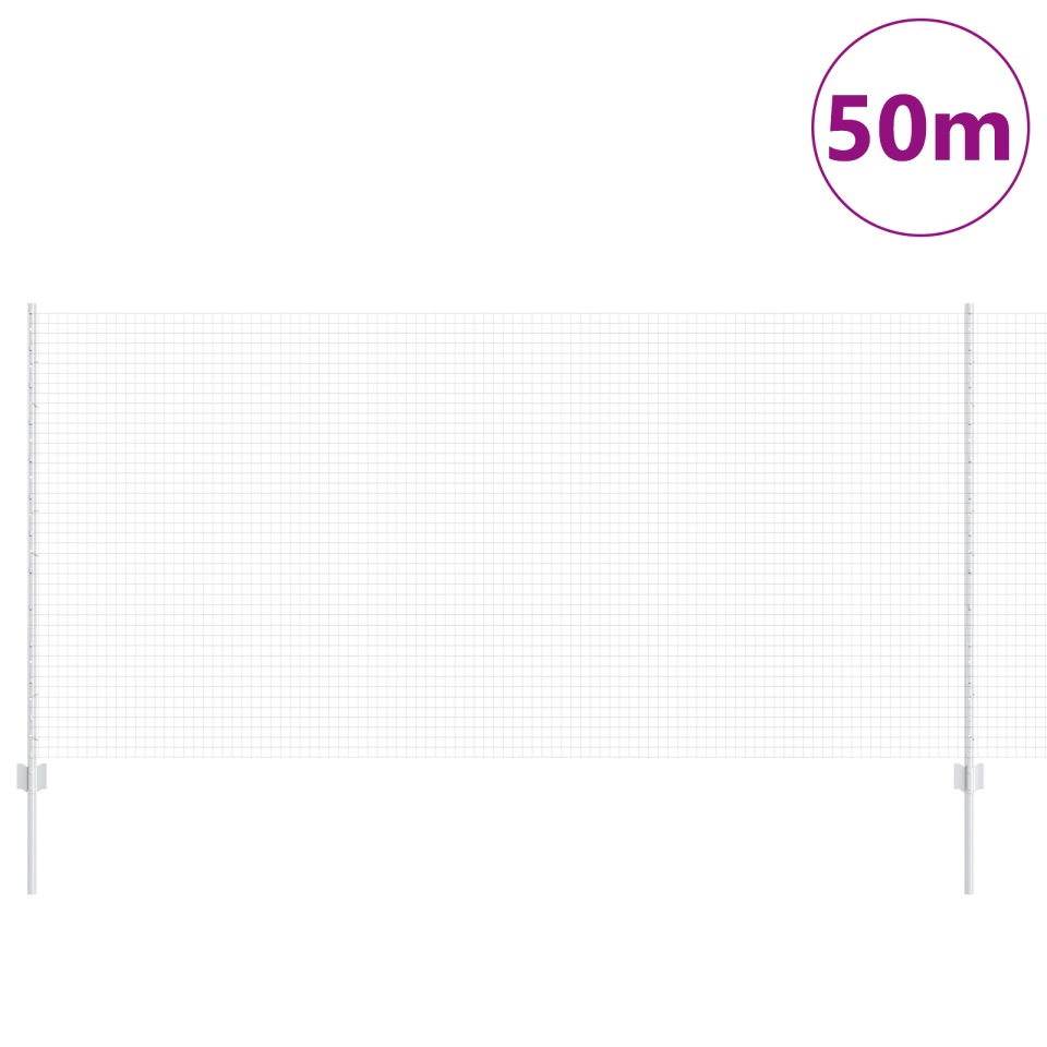 Gard din plasă sudată cu 44 U Posturi Argintiu 1.2x50 m Oțel - 2 | YEO